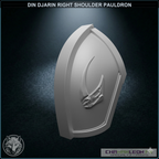 Din Djarin Right Shoulder Pauldron - Mudhorn Signet (Chamanleon FX) - Raw 3D Print - 3/4 View