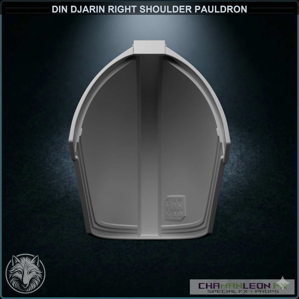Din Djarin Right Shoulder Pauldron - Mudhorn Signet (Chamanleon FX) - Raw 3D Print - Back