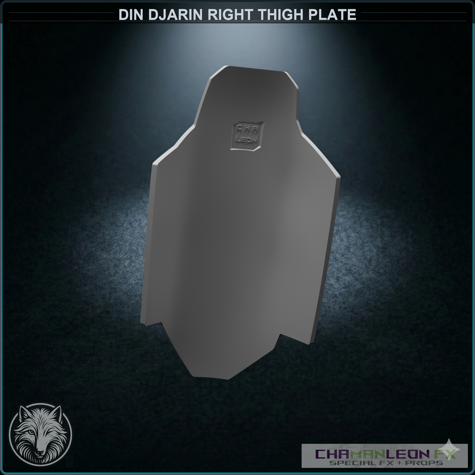 Din Djarin Right Thigh Plate (Chamanleon FX) - Raw 3D Print - Back
