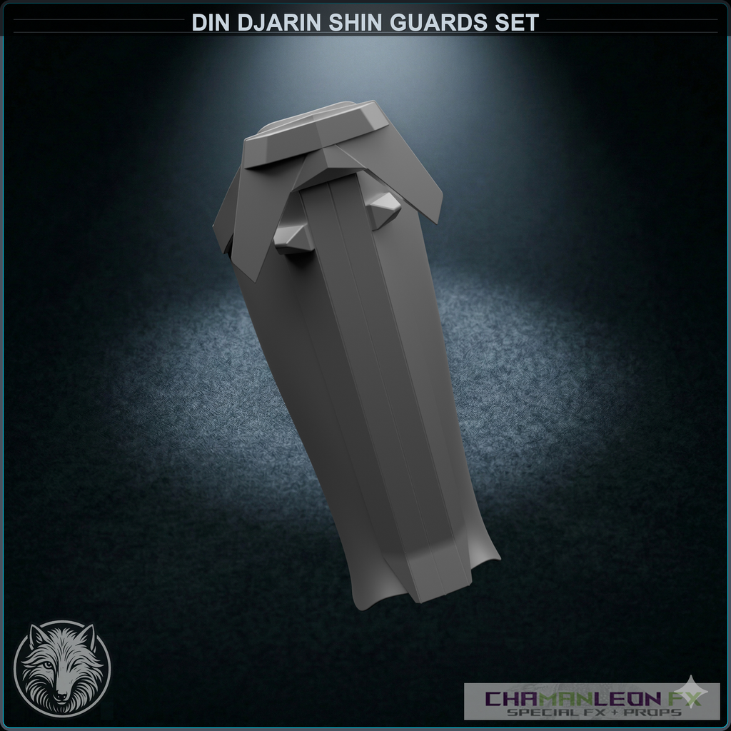 Din Djarin Shin Guards Set (Chamanleon FX) - Raw 3D Print - Front