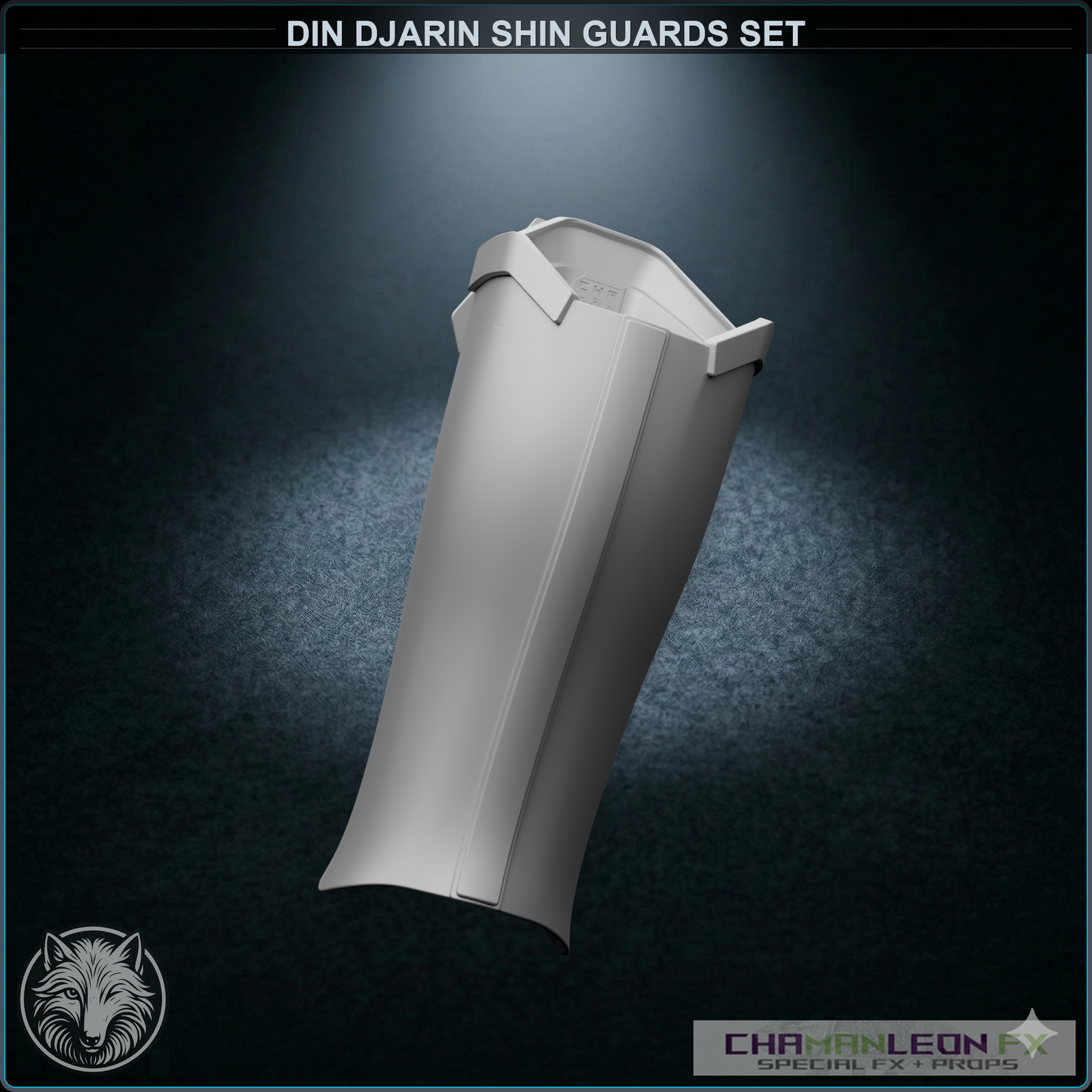 Din Djarin Shin Guards Set (Chamanleon FX) - Raw 3D Print - Back