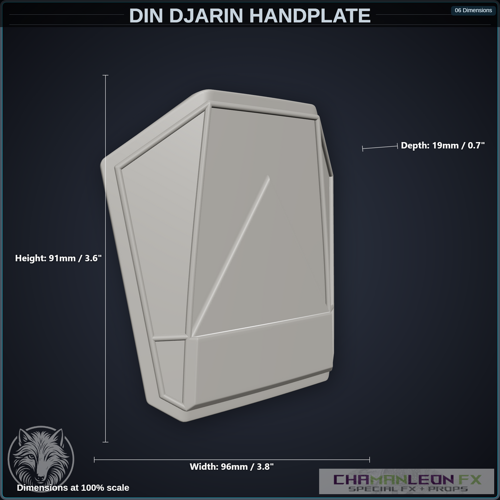 Din Djarin Handplate (Chamanleon FX) - Raw 3D Print — original design by Chamanleon FX