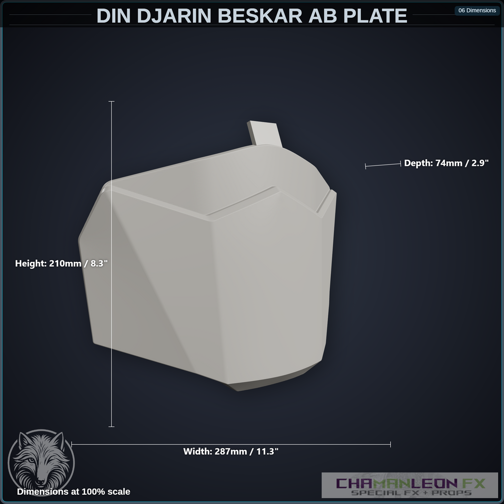 Din Djarin Beskar Ab Plate (Chamanleon FX) - Raw 3D Print — original design by Chamanleon FX