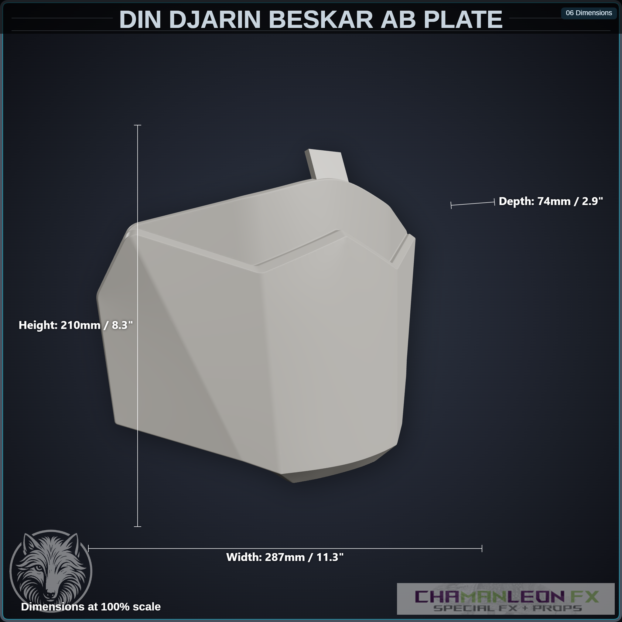 Din Djarin Beskar Ab Plate (Chamanleon FX) - Raw 3D Print — original design by Chamanleon FX